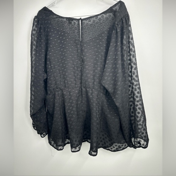 TORRID Peplum Chiffon Clip Heart Blouse size 3 3X NWT Black - Picture 7 of 7